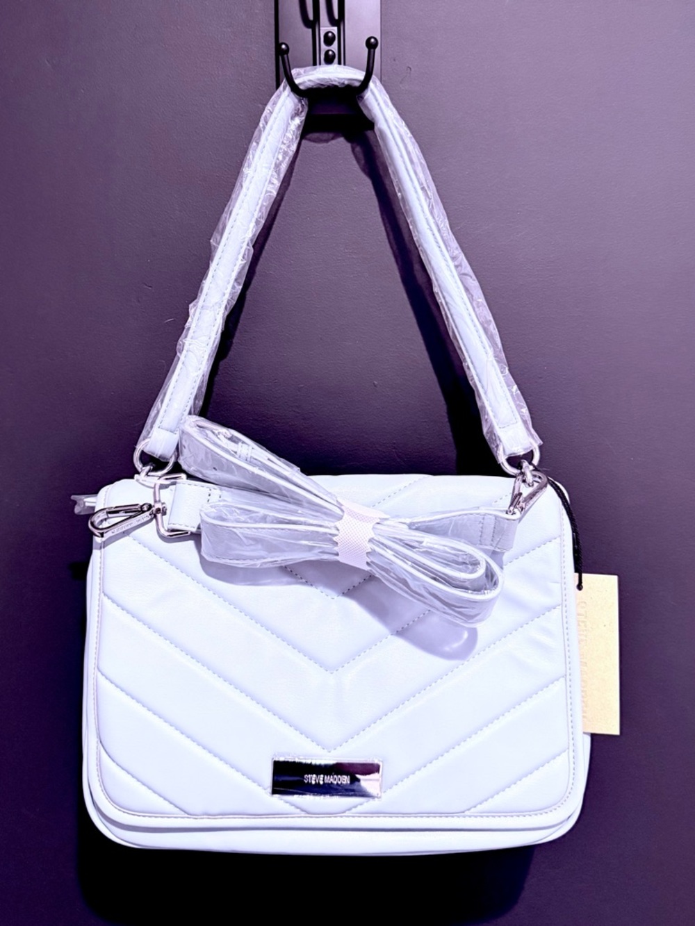 Steve Madden Baby Blue Quilted Flap Bag NWT Crossbody Shoulder Multi Pocket